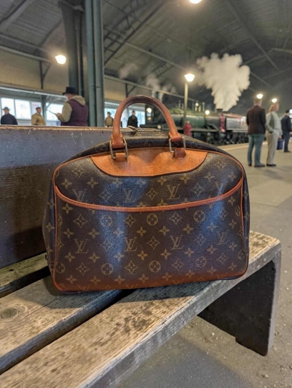 Louis Vuitton Vintage Deauville Monogram Leather Satchel with Dust Bag
